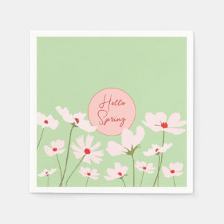 Hello Spring light pink red cosmos flowers Napkin