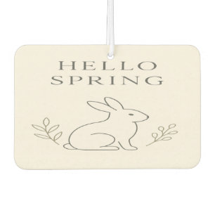 Hello Spring Minimal Bunny Line Art Car Air Freshener