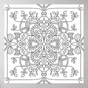Hello Spring: Nature Inspired Colouring Page Poster