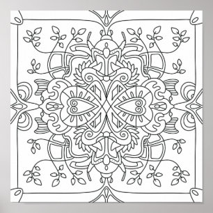 Hello Spring: Nature Inspired Colouring Page Poster