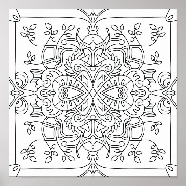 Hello Spring: Nature Inspired Colouring Page Poster (Front)