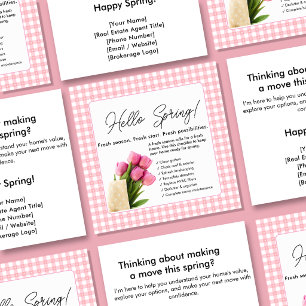 Hello Spring Real Estate Postcard Pink Spring Favour Tags