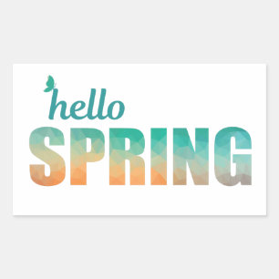 Hello Spring rectangular stickers. Rectangular Sticker