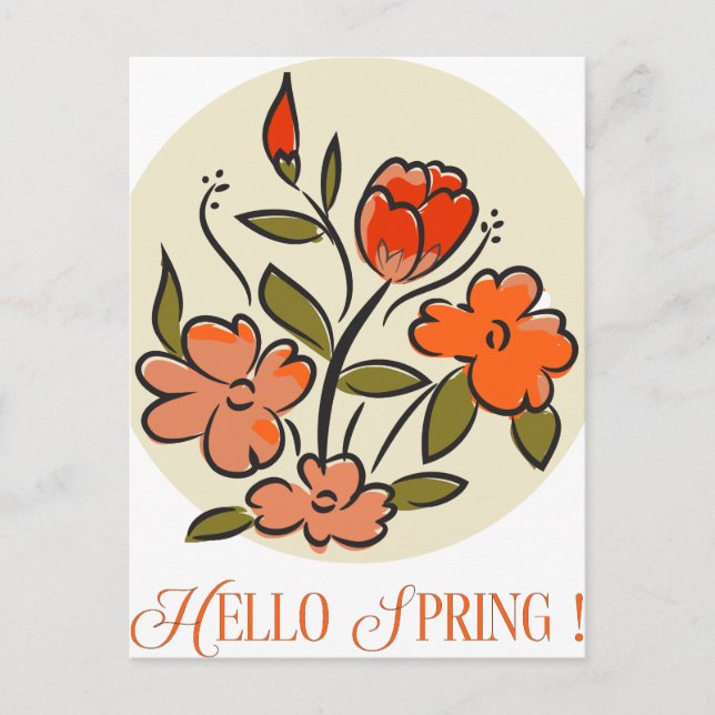 Hello Spring Sign Postcard (Front)