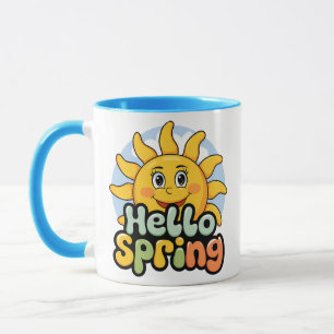 Hello Spring: Smiling Sun and Blue Sky Mug