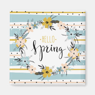 Hello Spring. Spring Flowers Easter Gift Magnets