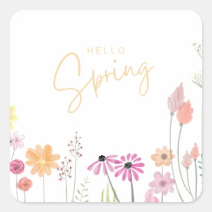 Hello Spring Square Sticker