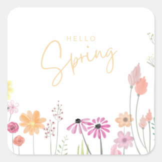 Hello Spring Square Sticker