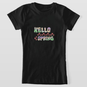 Hello Spring T-Shirt Fresh Floral Graphic Tee