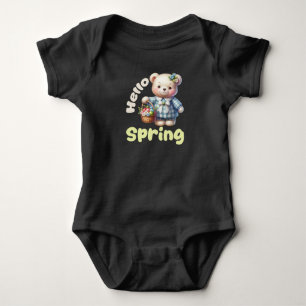 Hello Spring, Teddy Bear Kids Baby Bodysuit
