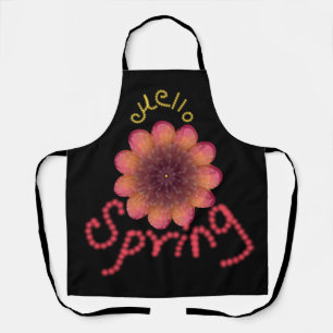 Hello Spring - Textured Pink & Orange Flower Art Apron