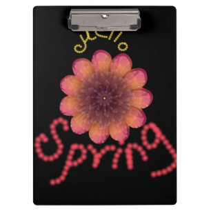 Hello Spring - Textured Pink & Orange Flower Art Clipboard
