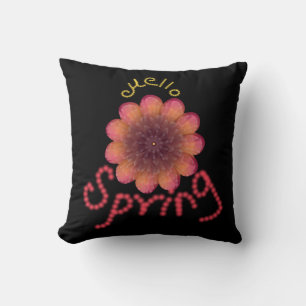 Hello Spring - Textured Pink & Orange Flower Art Cushion