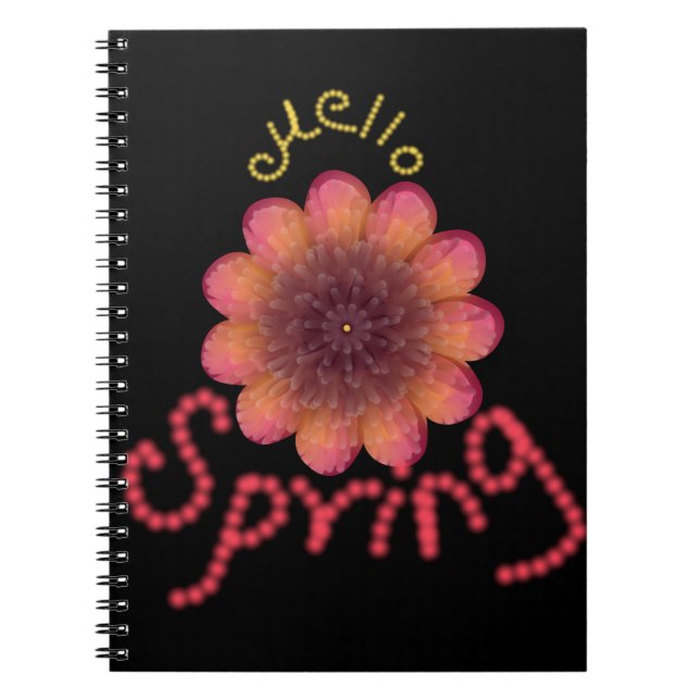 Hello Spring - Textured Pink & Orange Flower Art Notebook (Front)