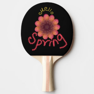 Hello Spring - Textured Pink & Orange Flower Art Ping Pong Paddle