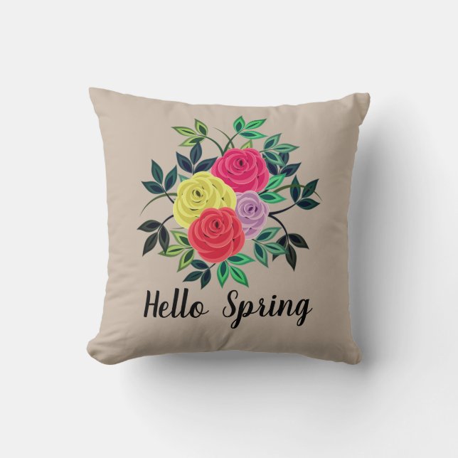 Hello Spring Throw Pillow (Front)