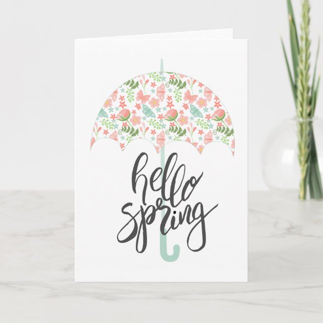 Hello Spring Umbrella Card (Front)