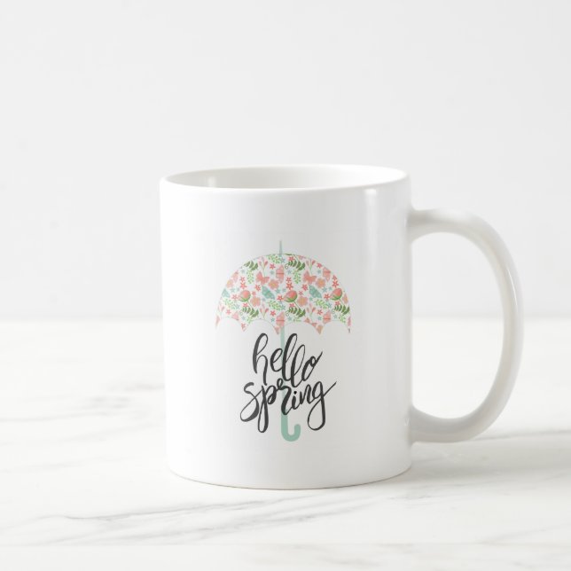 Hello Spring Umbrella Coffee Mug (Right)