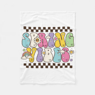 Hello Spring Vibes Flowers Bloom Floral First Day  Fleece Blanket