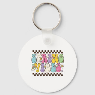 Hello Spring Vibes Flowers Bloom Floral First Day Key Ring