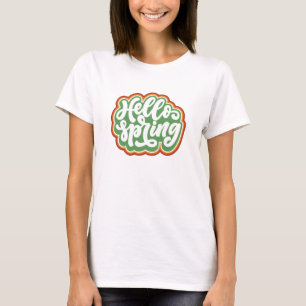 hello spring, vintage colourful typography spring T-Shirt