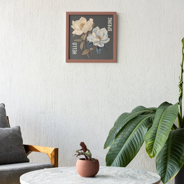 HELLO SPRING VINTAGE WHITE ELEGANT FLOWERS POSTER (Creator Uploaded)