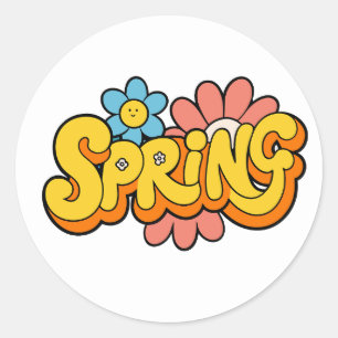 Hello Spring   with Fresh Floral Classic Round  Sticker