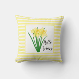 Hello Spring Yellow Daffodil Cushion