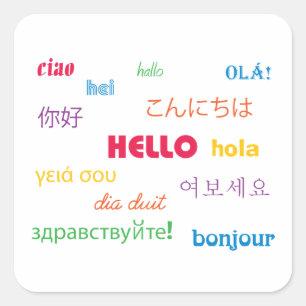 Hello Square Sticker