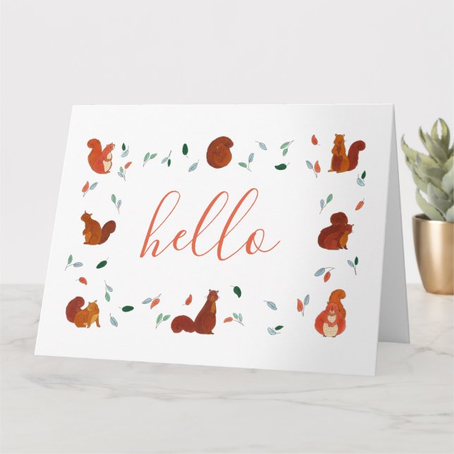 Hello Squirrels Blank Card (Small Plant)
