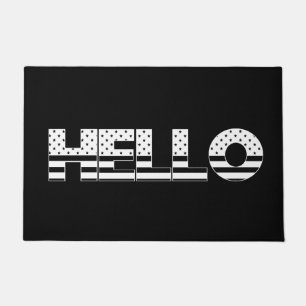 Hello Stars and Stripes Pattern Typography Doormat