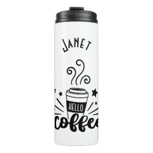 Hello Steaming Coffee Personalised With Hearts Thermal Tumbler