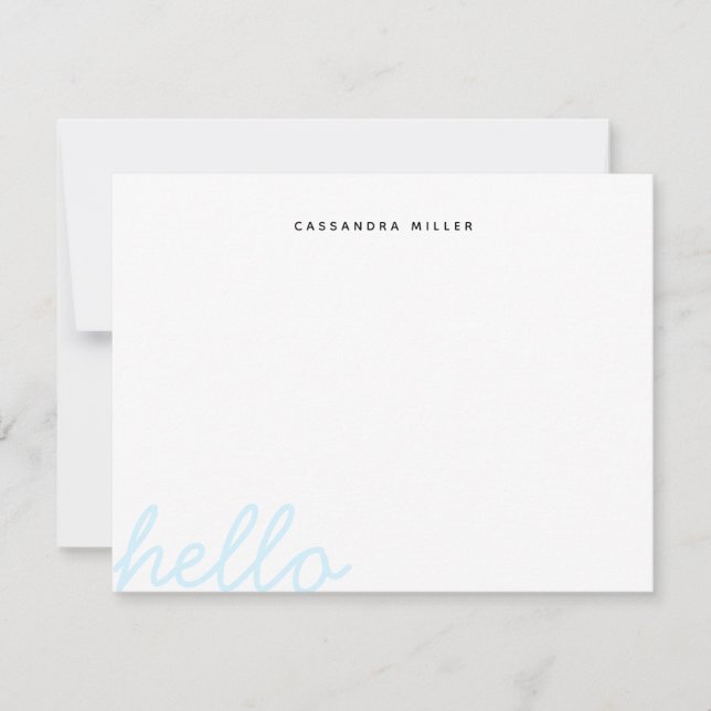 Hello Stylish Script Modern Minimal Personalised Card (Front)