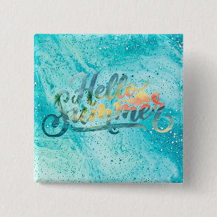 Hello Summer 15 Cm Square Badge