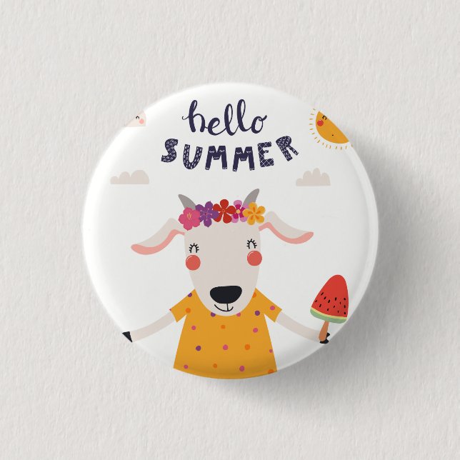 Hello Summer 3 Cm Round Badge (Front)