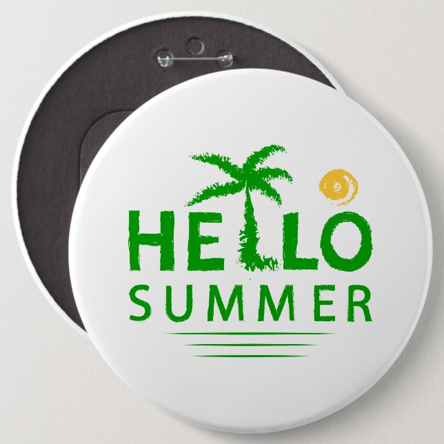 Hello Summer 6 Cm Round Badge (Front & Back)