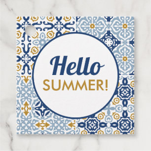 Hello Summer Amalfi Tile Blue Yellow Cookie Favour Tags
