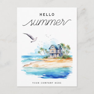 Hello Summer Beach House Ocean Business Postcard