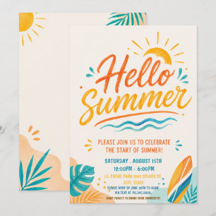 Hello Summer Beach Party Invitation