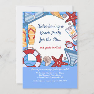 Hello Summer Beach Party Invitations