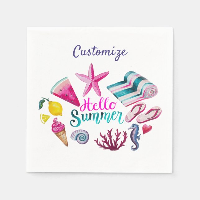 Hello Summer Beach Thunder-Cove Napkin (Front)
