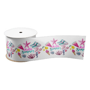 Hello Summer Beach Thunder-Cove  Satin Ribbon