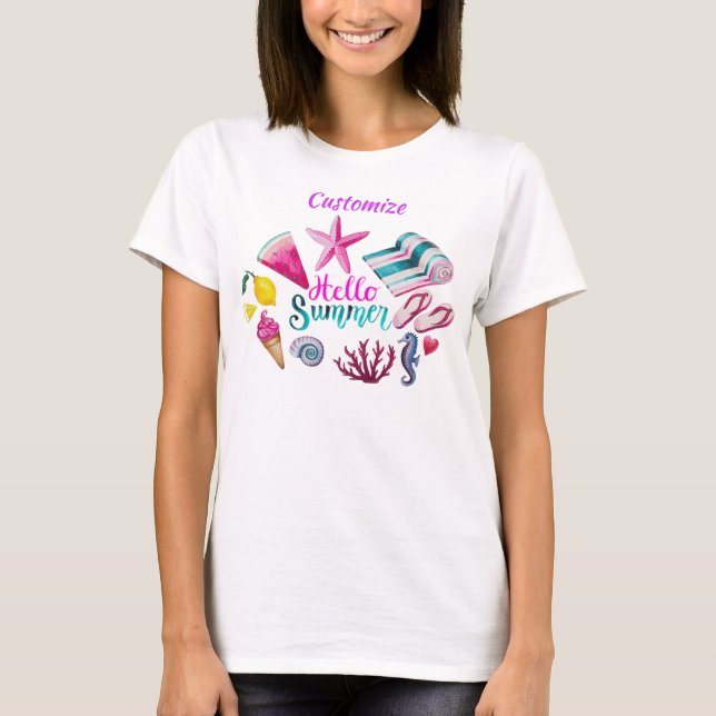 Hello Summer Beach Thunder-Cove T-Shirt (Front)