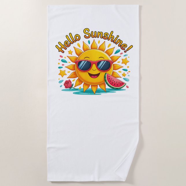 Hello Summer  Beach Towel (Front)