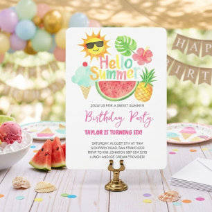 Hello Summer Birthday Party Holiday Card