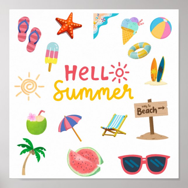 Hello Summer – Bright & Cheerful Wall Poster (Front)