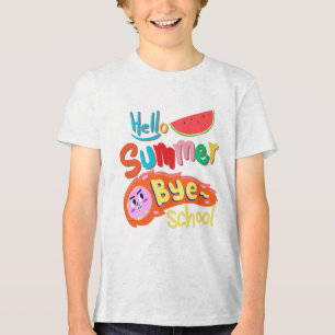 Hello Summer Bye School Cartoon Design Tri-Blend Shirt