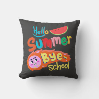 Hello Summer Bye School Throw Pillow