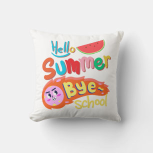 Hello Summer Bye School Throw Pillow
