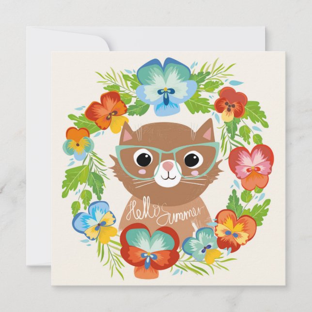 Hello Summer Cat Holiday Card (Front)